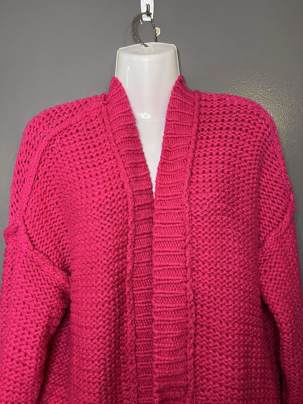 MOTH Anthropologie Cardigan Sweater Womens Medium Pink Chunky Knit Open Front